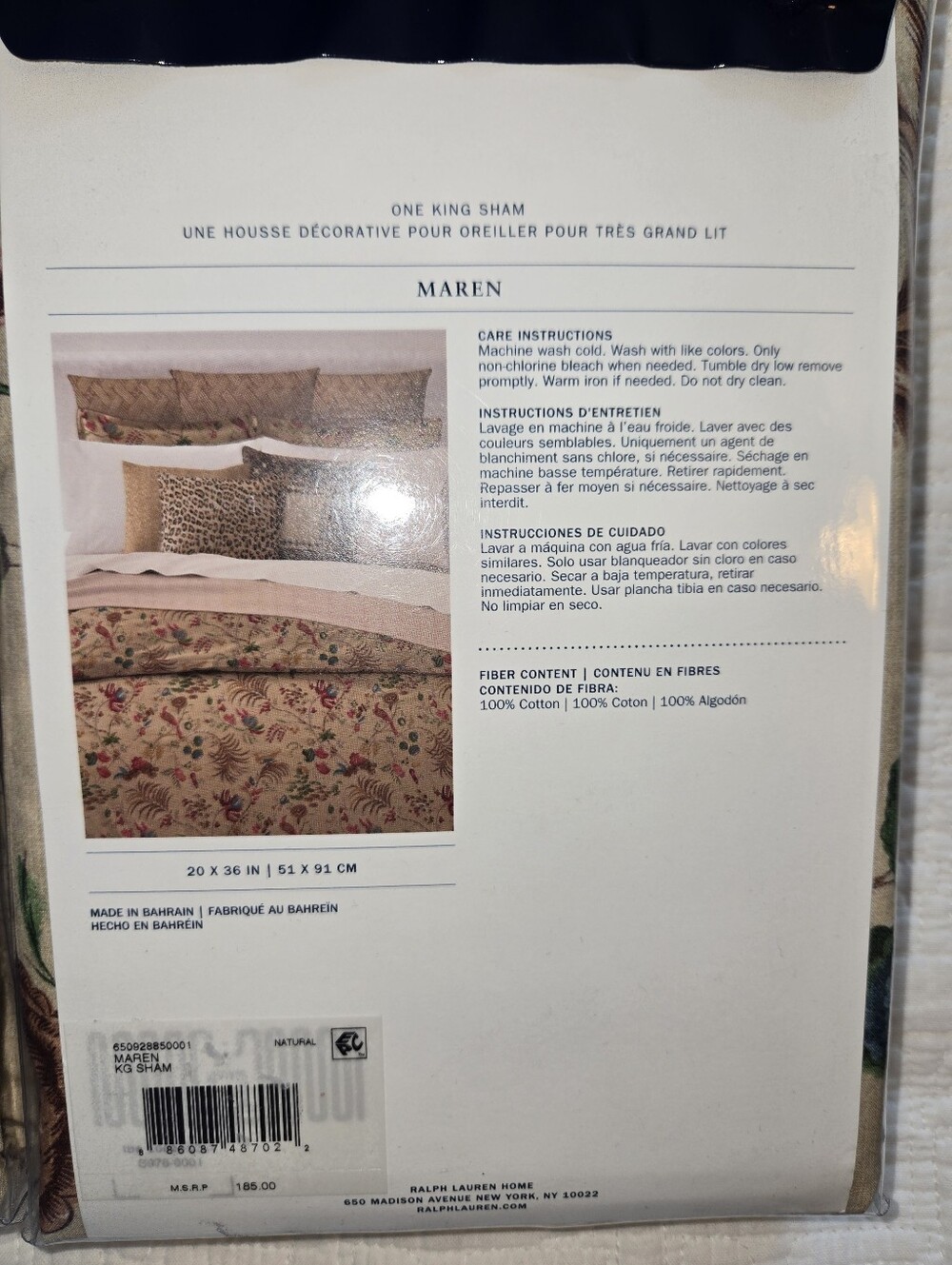 Ralph Lauren Maren King Pillow Shams Set of Two 20" x 36" - Picture 5 of 6